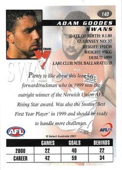 2001 Select AFL Authentic #140 Adam Goodes Back